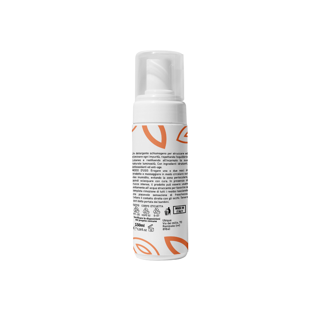 Mousse detergente delicata per il viso, con ingredienti di origine naturale al 98,50%. Marca Bothania. Delicata, efficace e profumata.150ml.